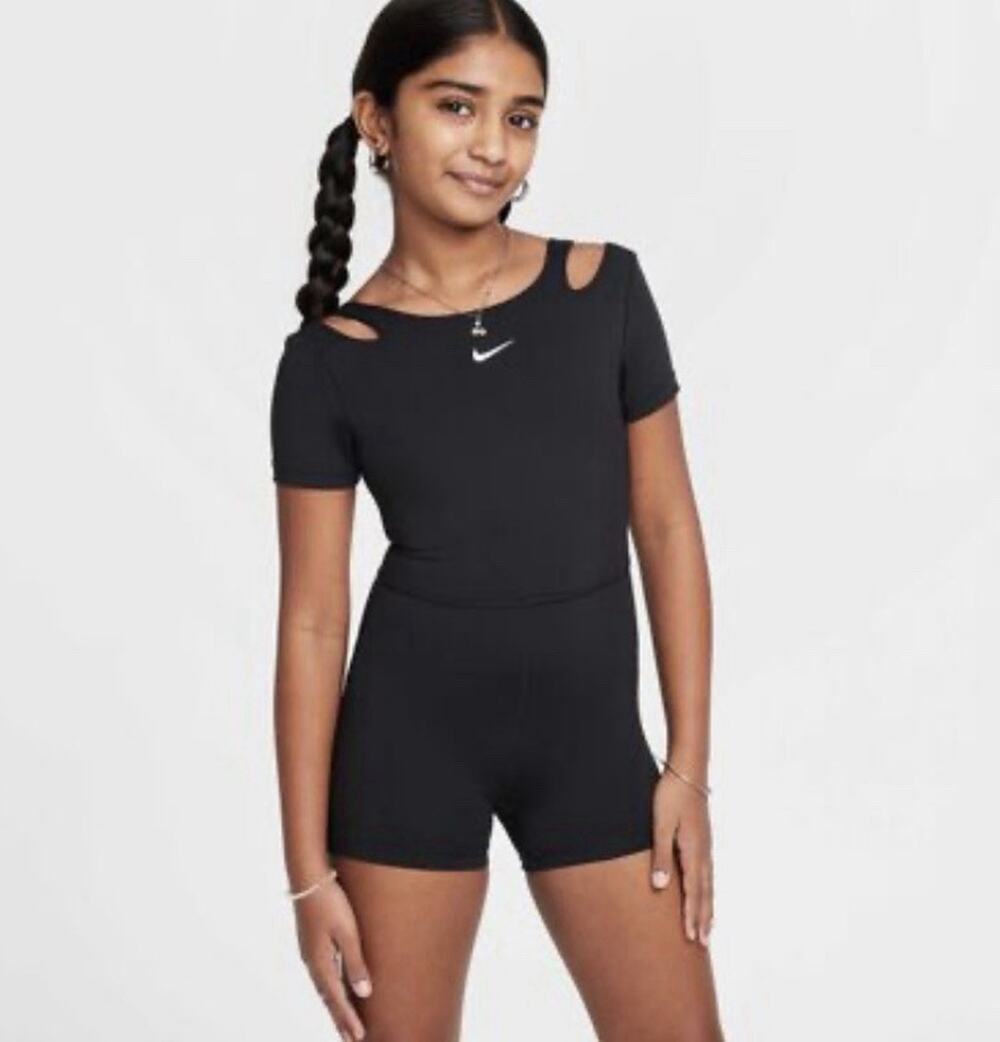 Girls' Nike Dri-FIT One Unitard Leotard Cutout Shoulder Size M